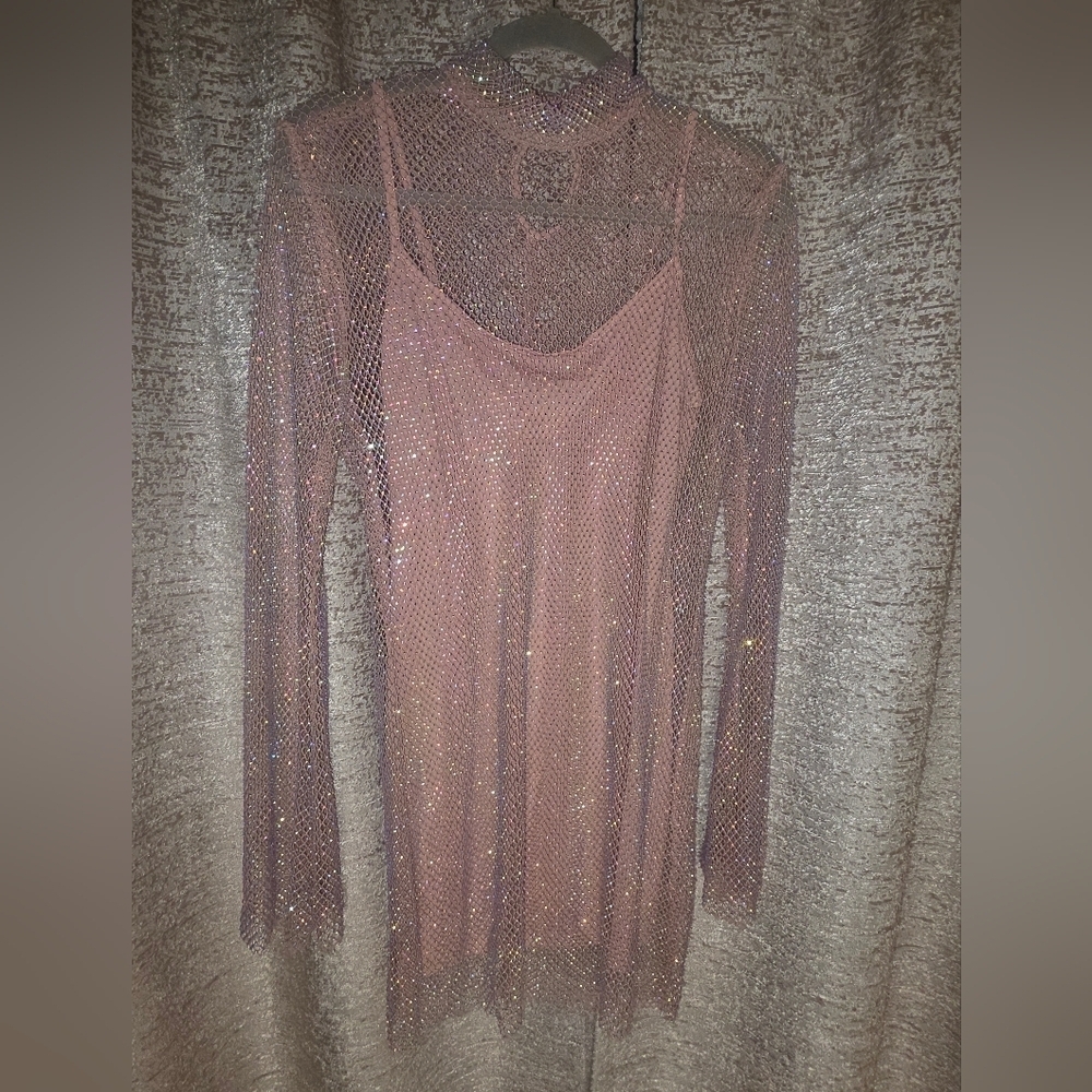 Sparkling Pink Long Sleeve Dress - Picture 2 of 6
